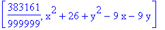 [383161/999999, x^2+26+y^2-9*x-9*y]
